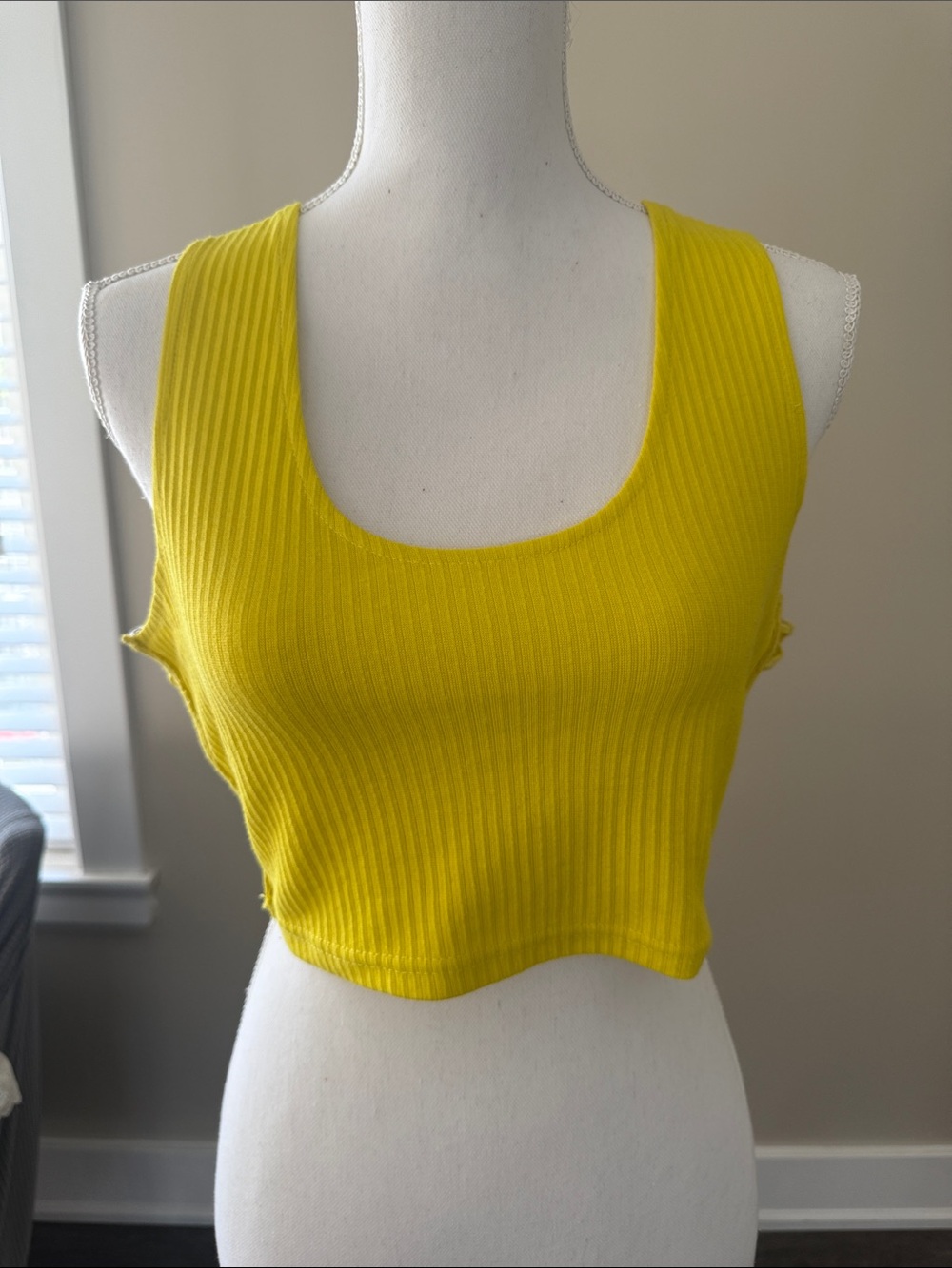 Missguided Bright Yellow Ribbed Scoop Crop Top